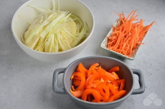 Капустный салат с морковью и болгарским перцем – фото приготовления рецепта, шаг 1