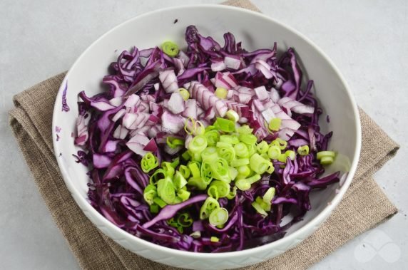 Салат из краснокочанной капусты с луком – фото приготовления рецепта, шаг 2