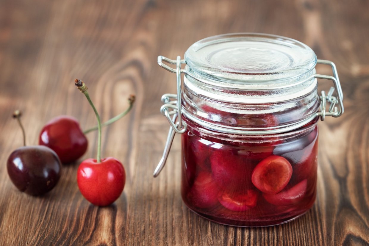 Cherries in their own juice for the winter