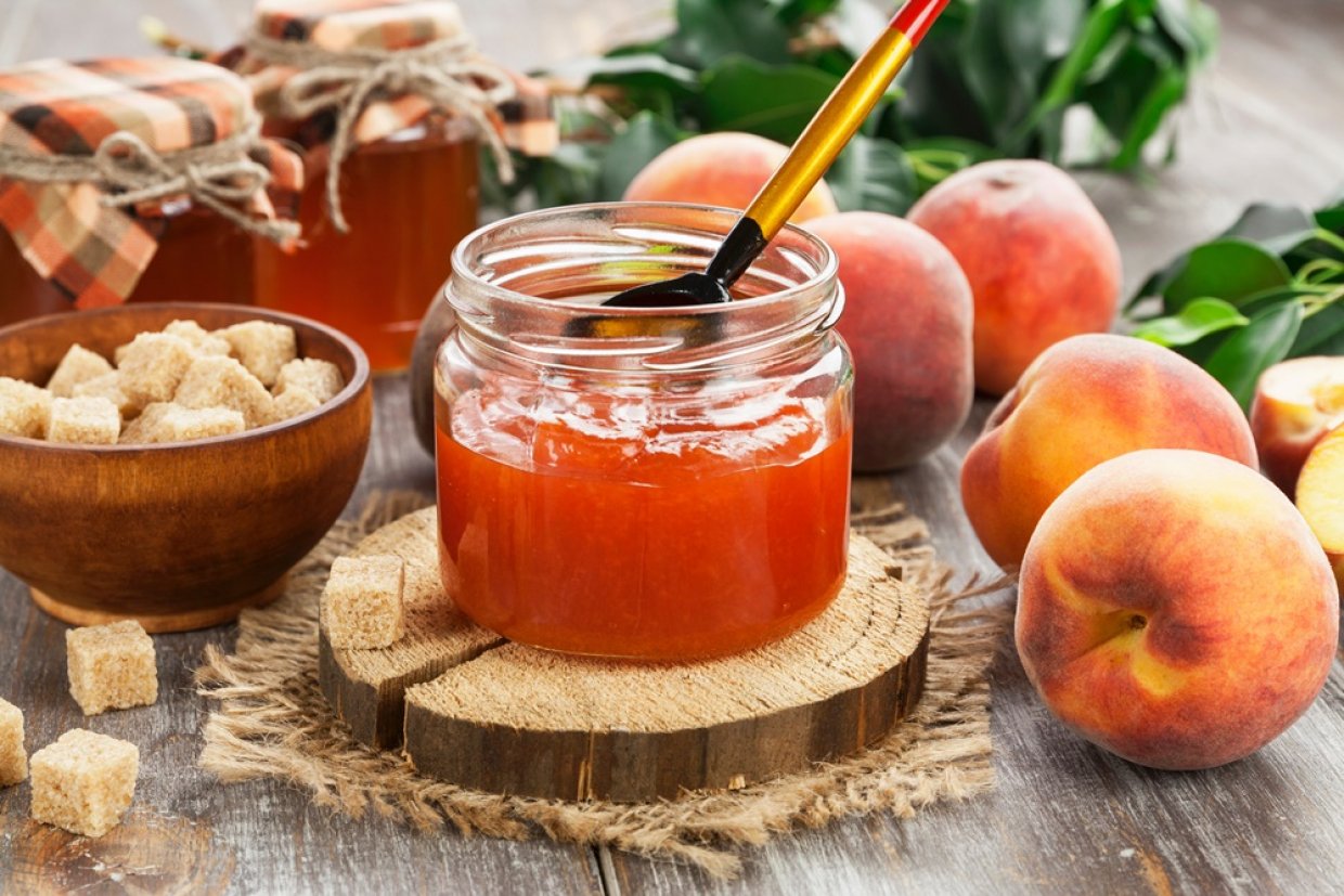 Peach jam without sterilization