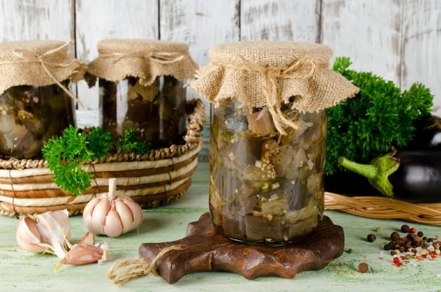 Ингредиенты для баклажанов как грибов на зиму без стерилизации на 3 порции :