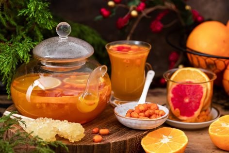 Облепиховый чай с апельсином и медом