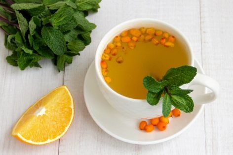 Облепиховый чай с апельсином и мятой