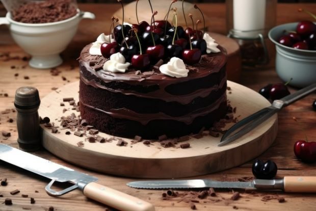 Шоколадный торт с вишней и сливочным кремом: рецепт с фото и видео пошагово
