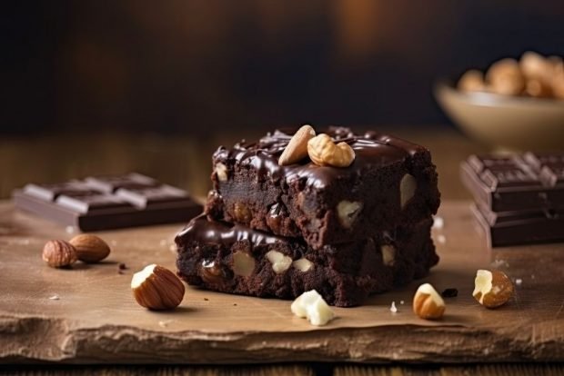 Торт Брауни с шоколадом и орехами